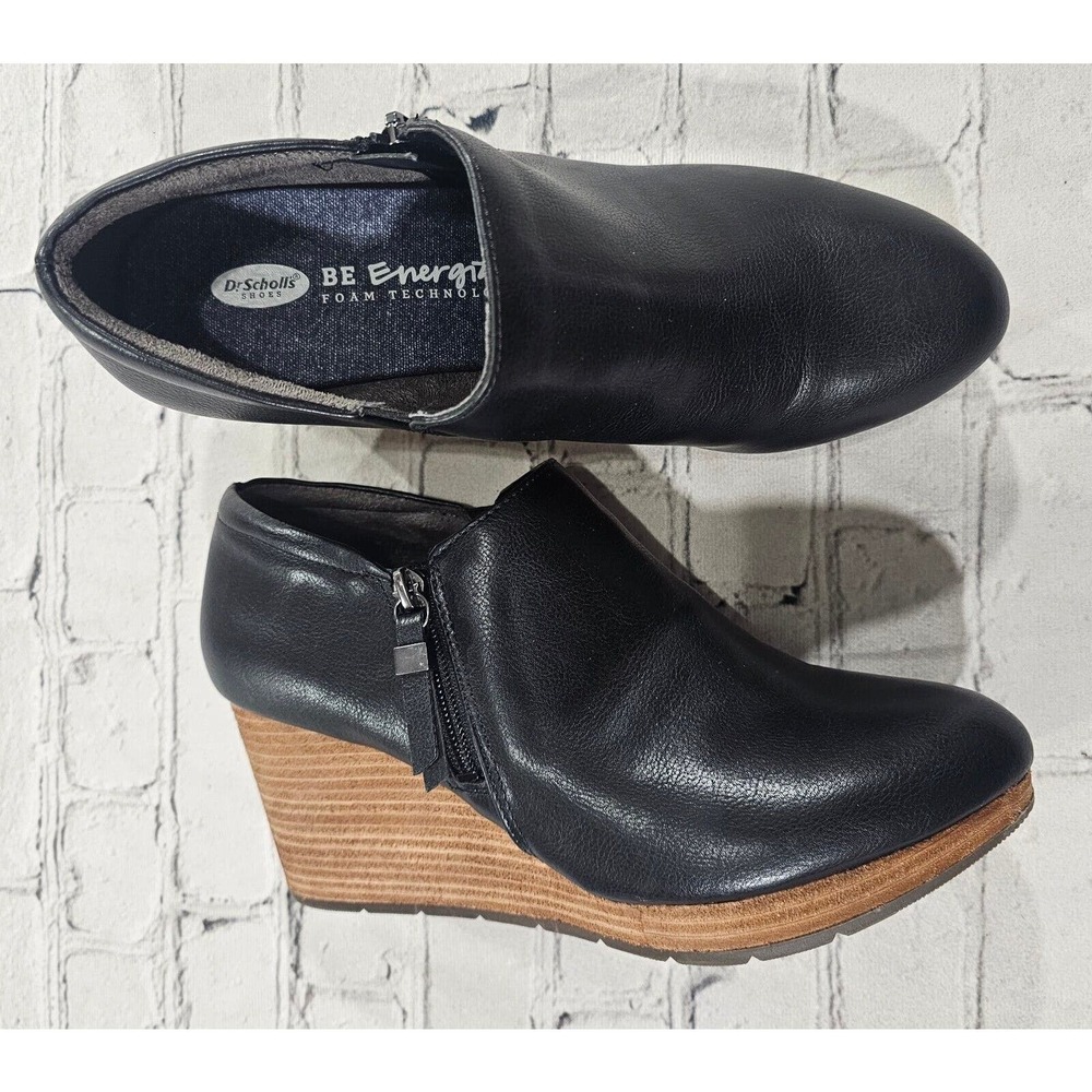 Dr Scholls Boots Casual Chelsea Ankle Bootie Wedge Side Zip Black WOMENS SZ 10